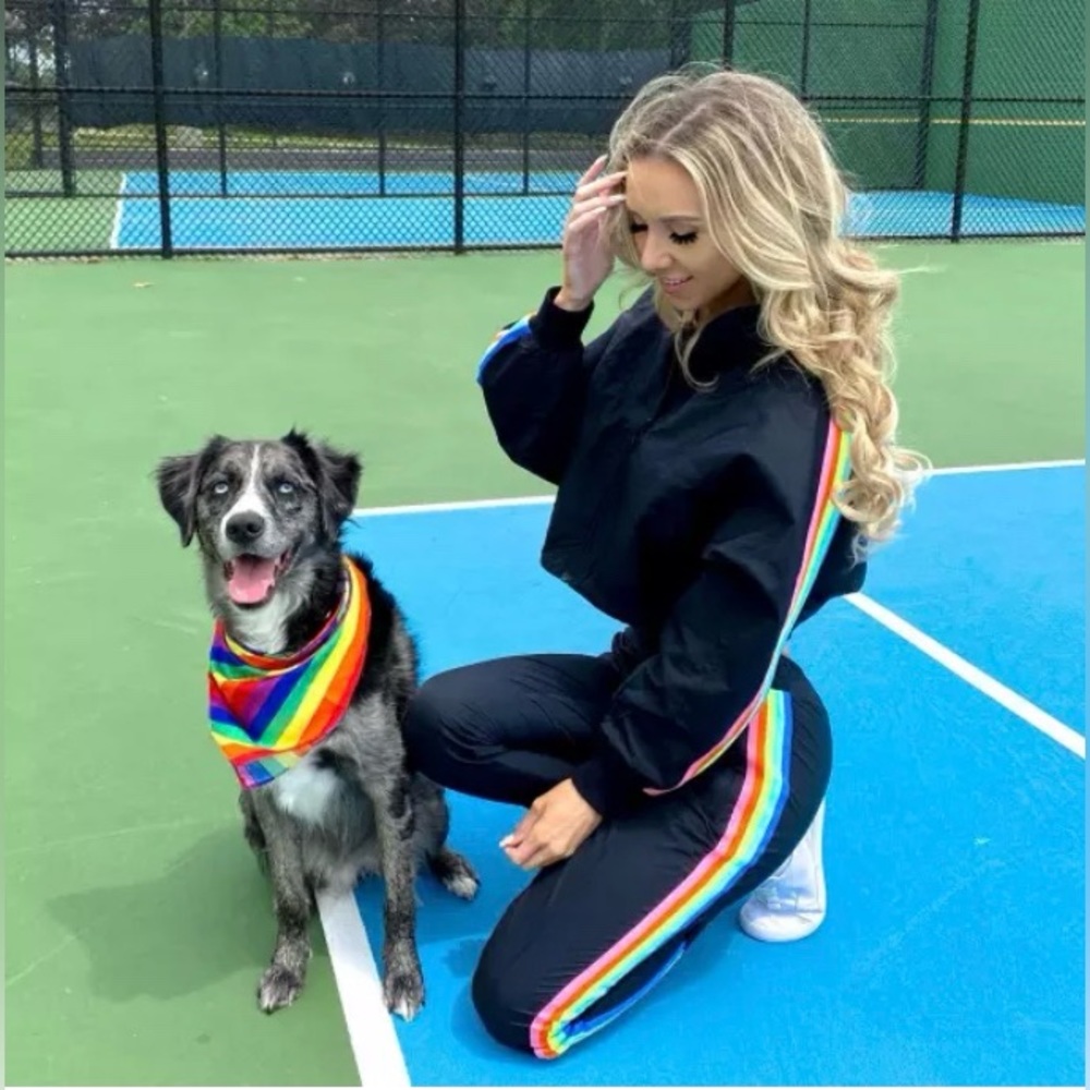 Fabletics Carol Stripe Woven Jacket & Joggers Set